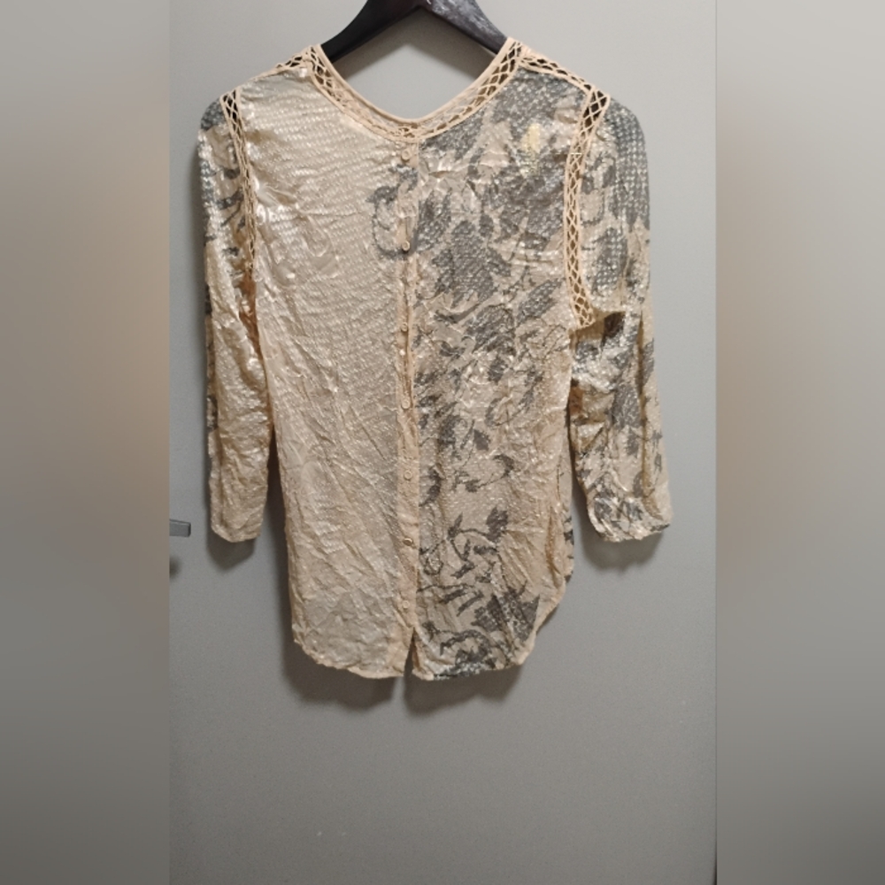 Meadow Rue By Anthropologie Vega Lace Boho Top Sz S - Picture 4 of 5
